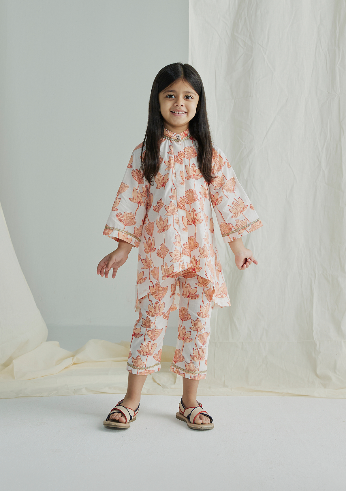 FLAMINGO HIGH LOW KURTA SET (GIRL)