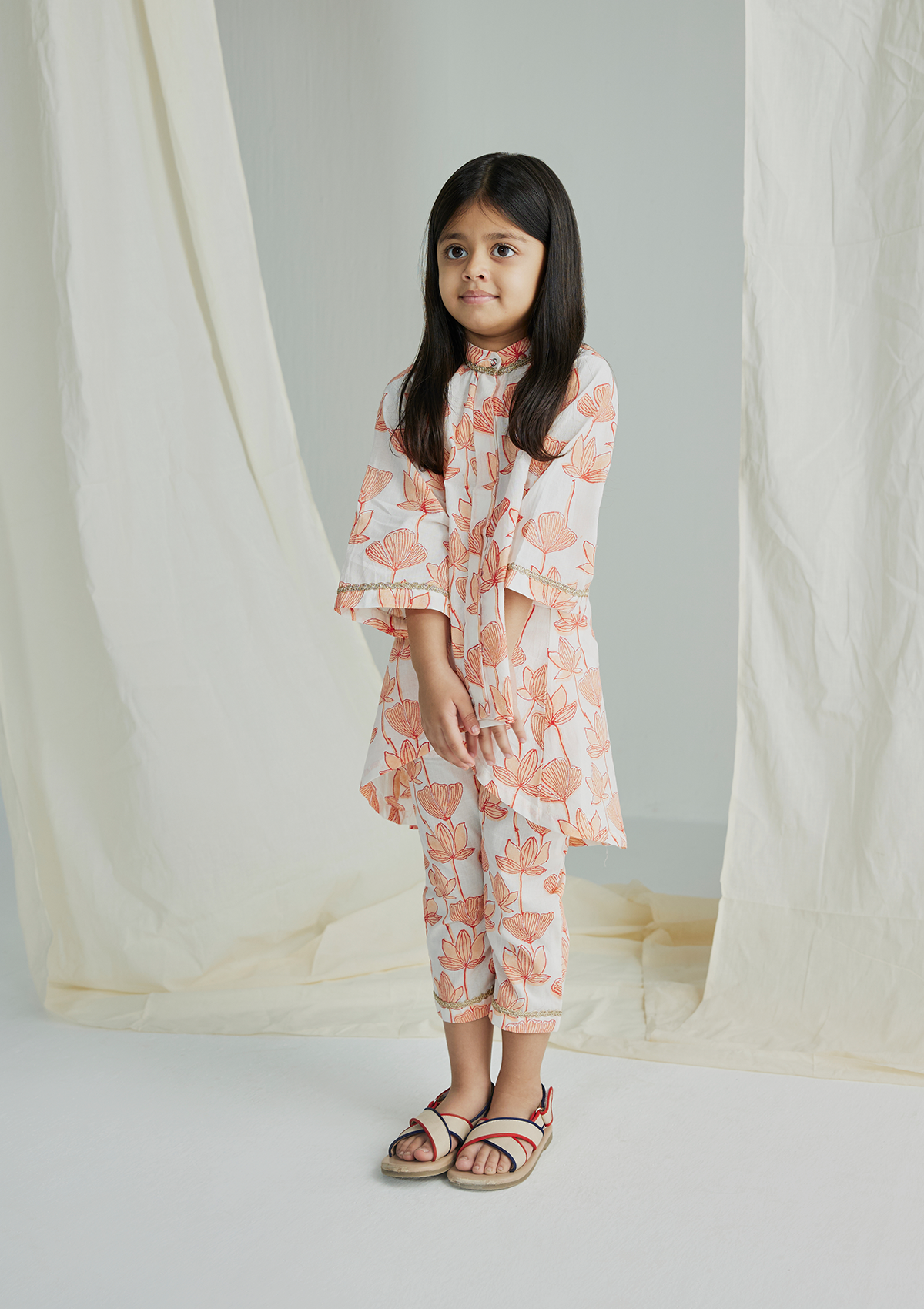 FLAMINGO HIGH LOW KURTA SET (GIRL)