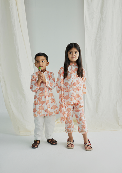 FLAMINGO HIGH LOW KURTA SET (GIRL)