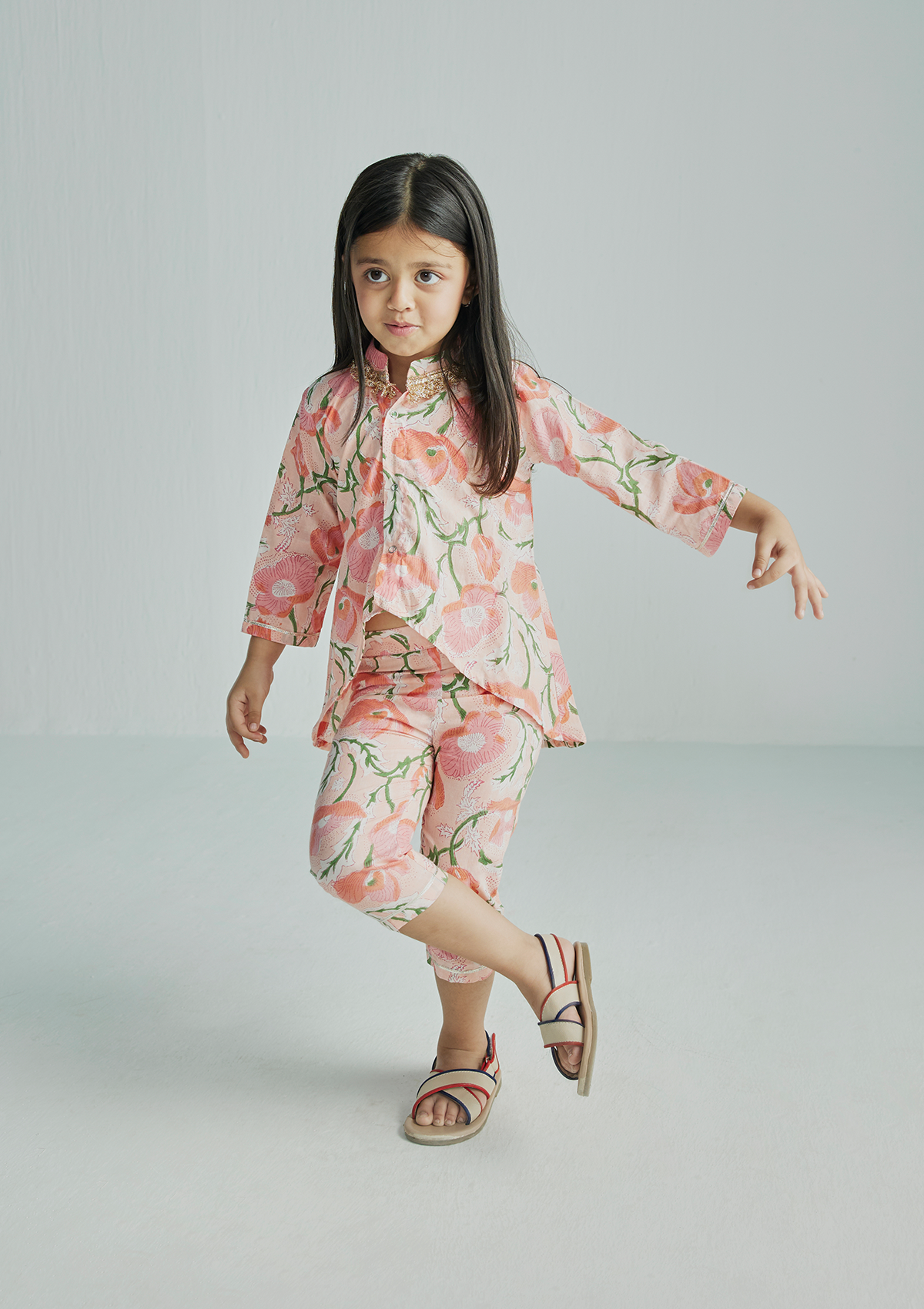 PINK COCKATOO HIGH LOW KURTA SET (GIRL)