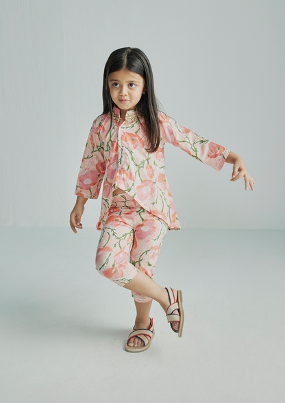 PINK COCKATOO HIGH LOW KURTA SET (GIRL)