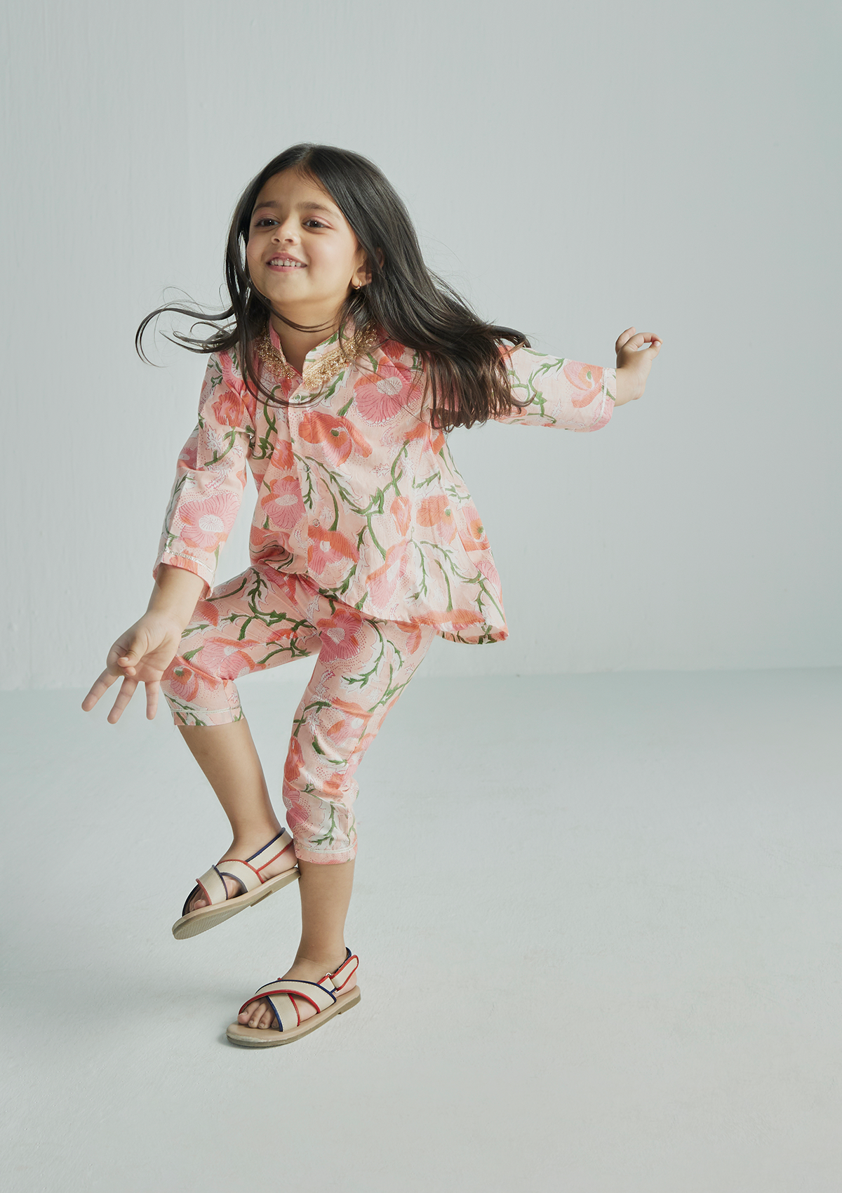 PINK COCKATOO HIGH LOW KURTA SET (GIRL)