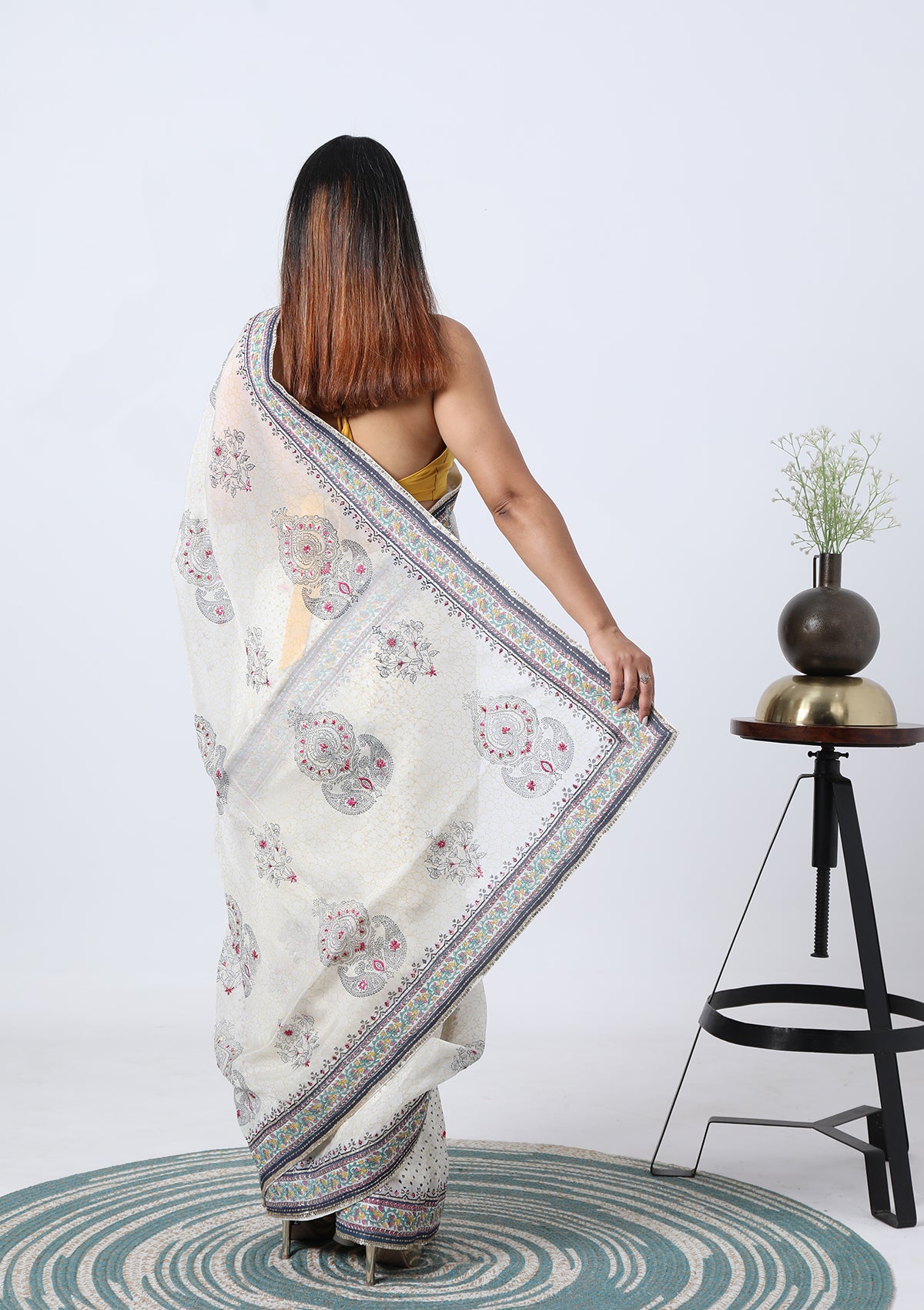 OFFWHITE BLOCK PRINT (SAREE)